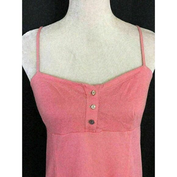Free People Beach Womens Solid Pink Spaghetti Strap Tank Top Cami Cotton Medium - Picture 2 of 6